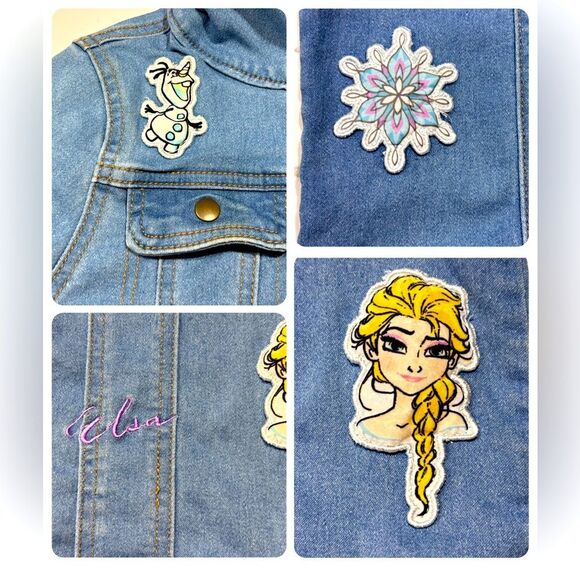 Disney | Girls Lt Wash Blue Denim Elsa Frozen Jean Jacket Snap Closure Size 10 - Picture 13 of 16